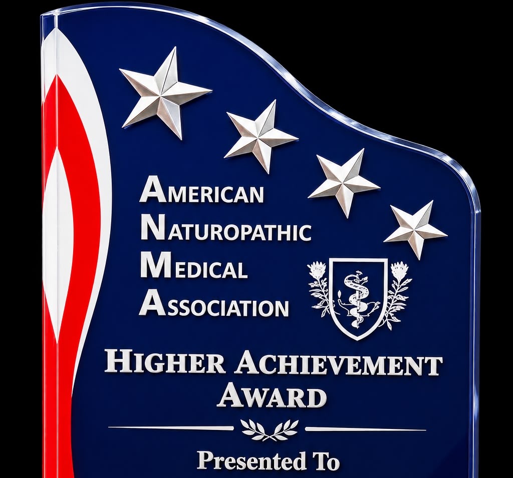 American Naturopathic Medical Association Higher Achievement Award plaque